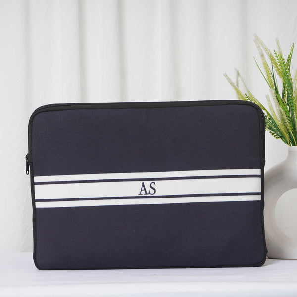 Personalised Navy Blue Printed Laptop Sleeve/Cover - Uncommongifts.in